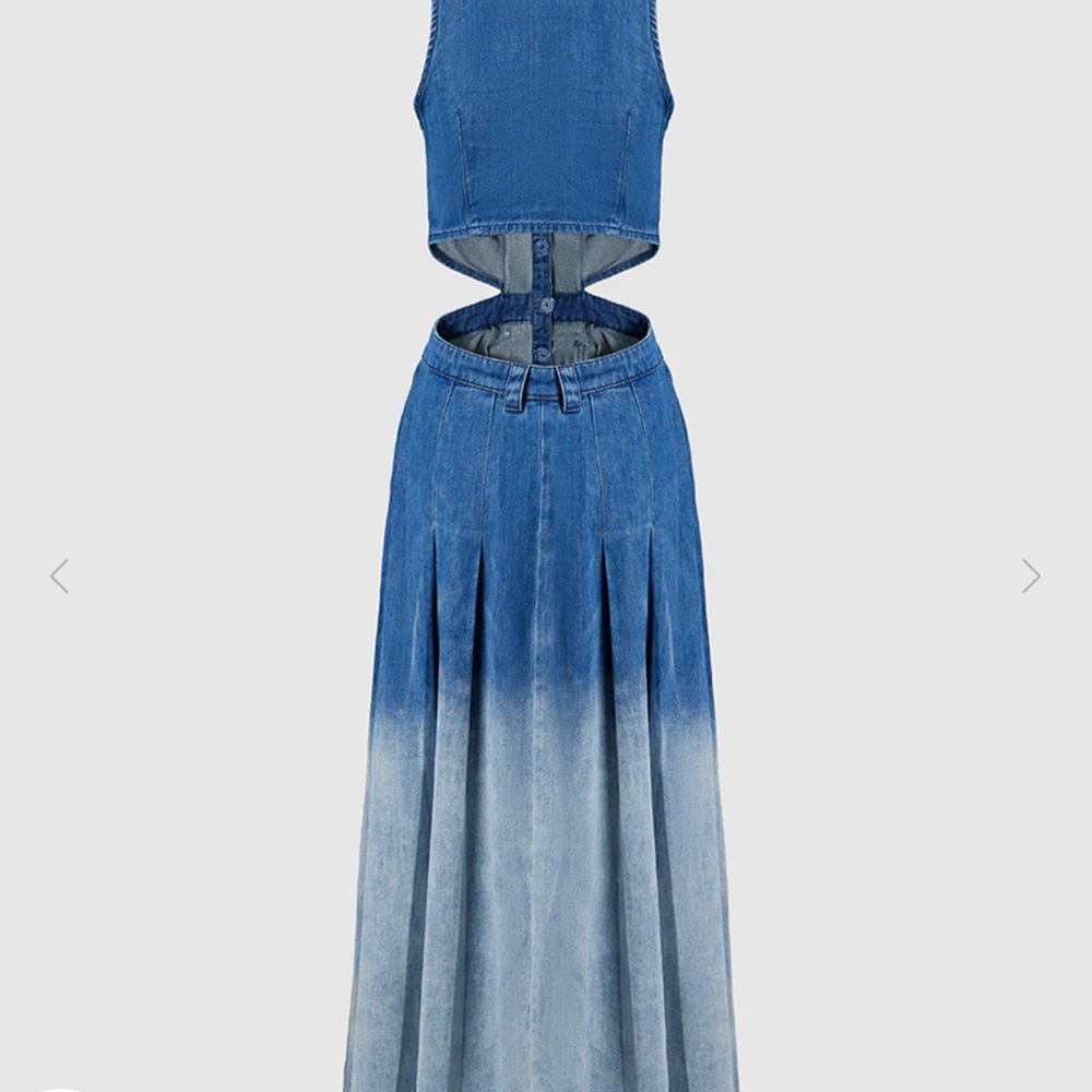 Worn Once! In pristine condition Urban Revivo Gradient Cut Out Denim Dress XXL - Picture 3 of 9
